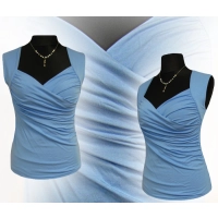 Bluzka Angela kopertowa mocno marszczona - kolor błękitny